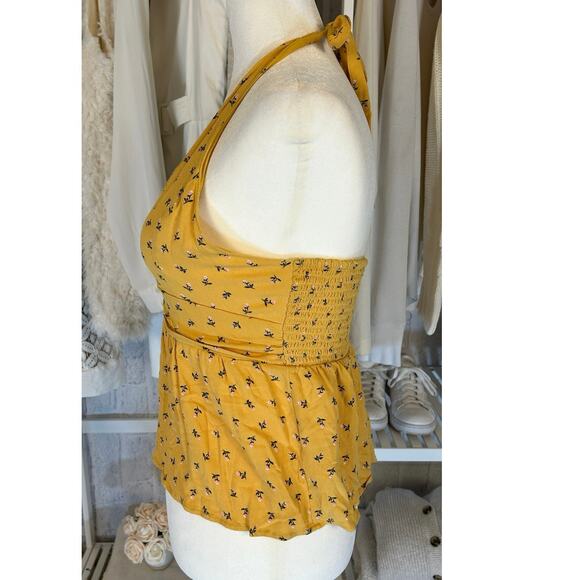 American Eagle Women’s Size M Yellow Floral Halter Top #0337 - Picture 8 of 12